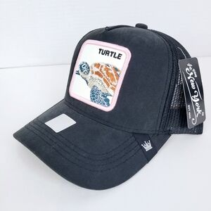 Play New York~Suede Mesh Snapback Trucker Hat Cap~Sea Turtle~Black Pink~NEW NWT